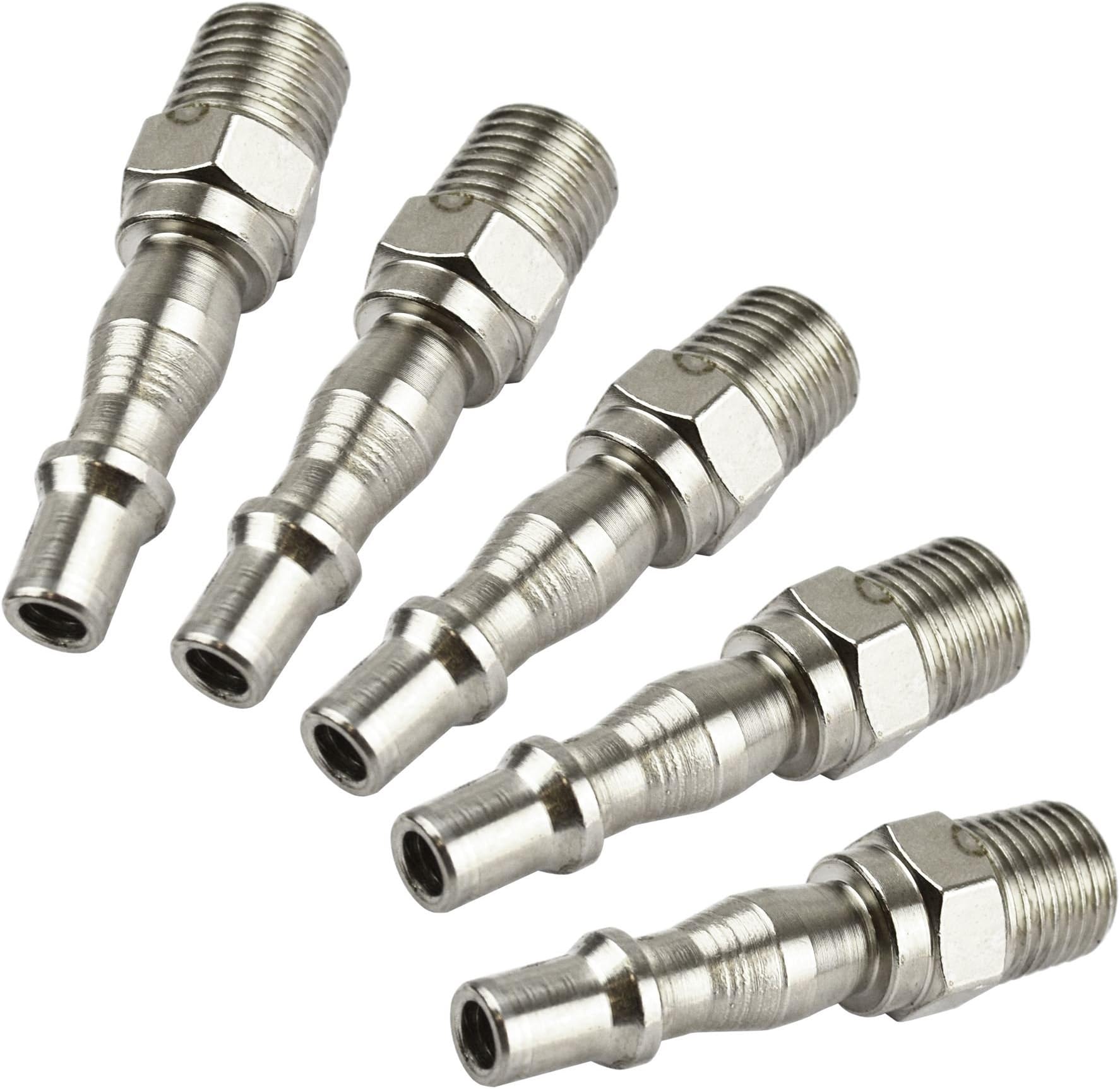 Air Line Hose Fitting Connector Quick Release 1/4 Male Thread 5pk FT10