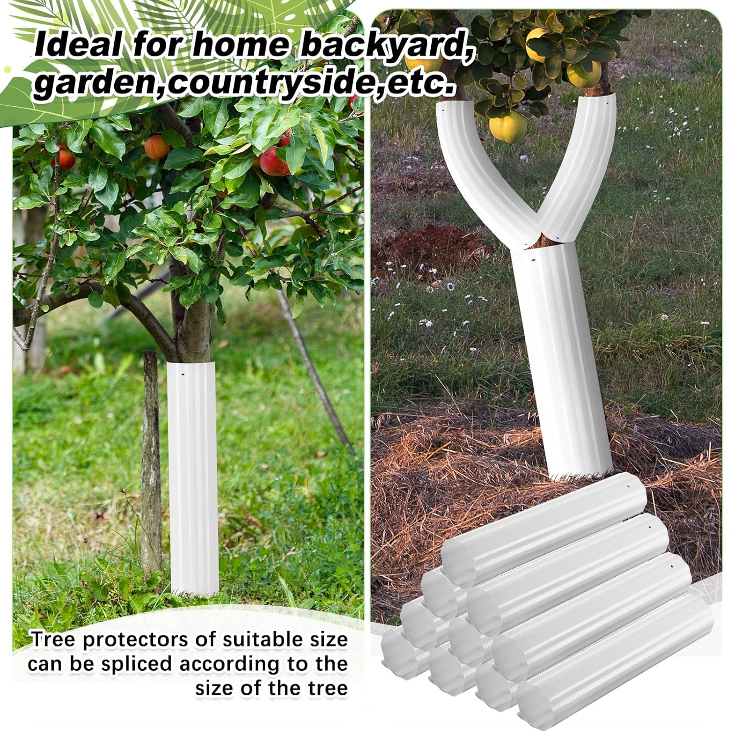 Frienda 20 Pcs Tree Trunk Protector 11.8" x 15.7" Corrugated Plastic Tree Guards Expandable Tree Tubes Flexible White Tree Bark Protector to Protect Saplings Plants from Weed Whacker Animals Trimmers