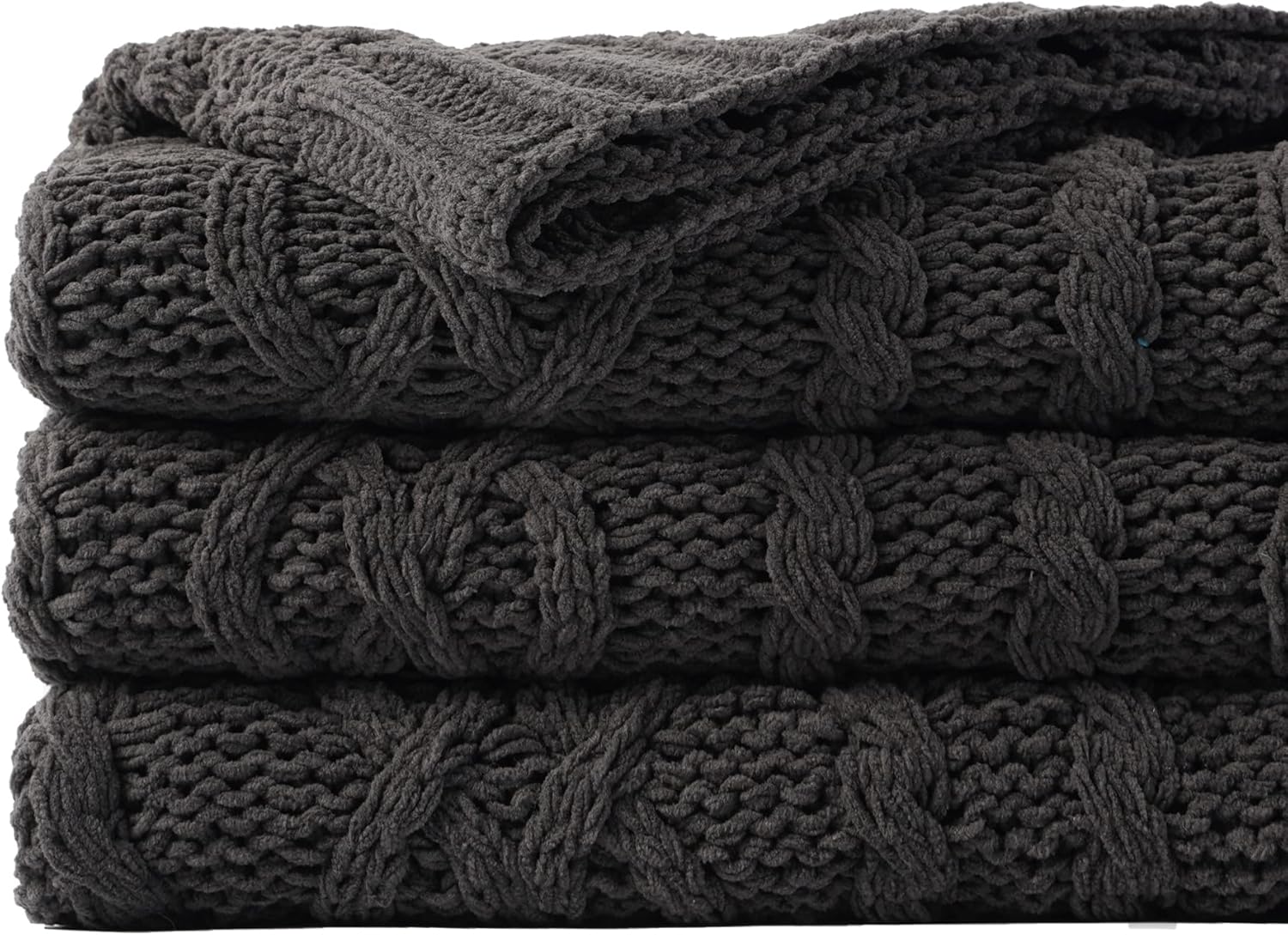 Battilo Home Dark Grey Throw Blanket for Couch, Chair, Sofa, Woven