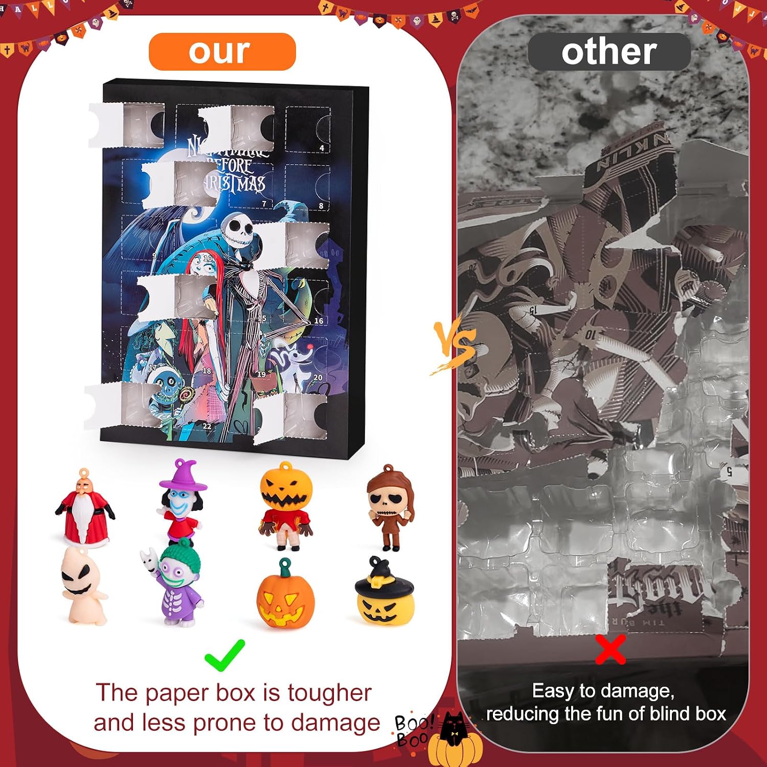 Nightmare Be Christmas Advent Calendar,Halloween Advent Calendar 2026,with 24 Collectible Ornament for Kids Adult Boys Girl,Halloween Countdown Calendar,Halloween Gifts