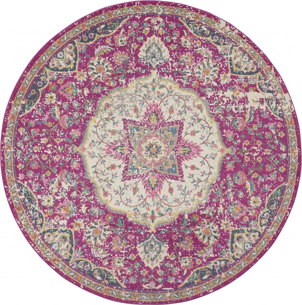 HomeRoots 5' Pink Round Dhurrie Area Rug