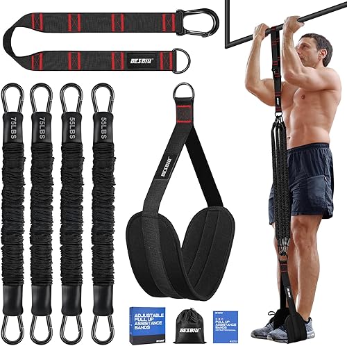 Pull Up Assistance Bands 260lbs, Heavy Pull Up Bands Resistance Bands for Pull Ups Working Out with Feet Rest, Pull Up Bar Bands Assistance Bands
