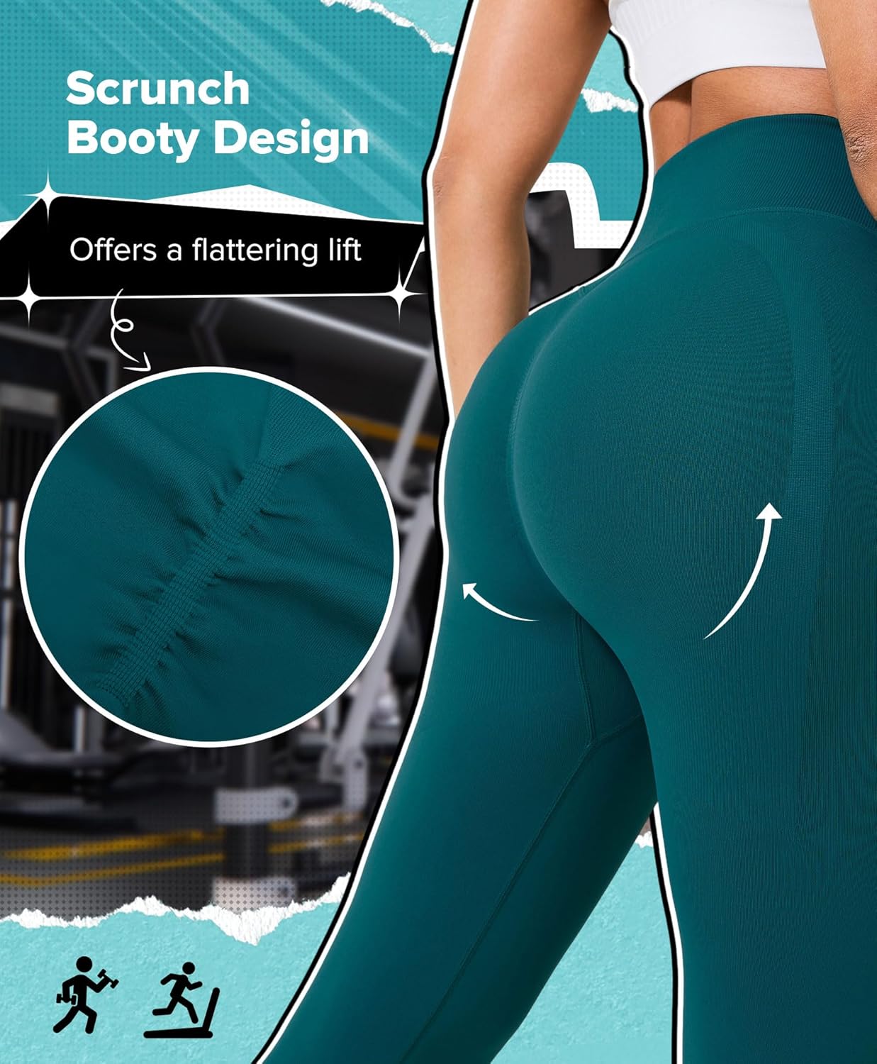 BRXL Booty Lifting Workout Leggings for Women Dark Green - Image 3