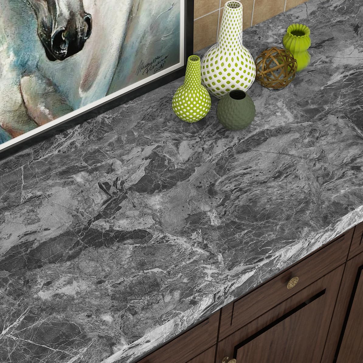 Livelynine 15.8X394 Inch Textured Concrete Wallpaper Peel and Stick Mural Cement Wall Paper Roll for Bedroom Countertop Contact Paper Concrete Table Bathroom Counters Cabinet Cover Adhesive Laminate