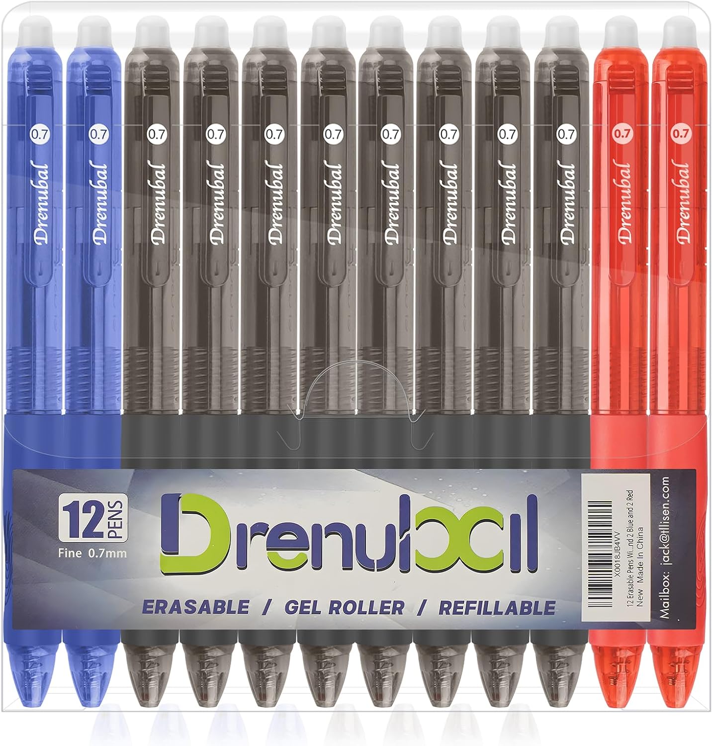 12-Pack Erasable Pen Set, Eraser Gel Pen, 12-Pack, Ballpoint Pen, fine 0.7mm Erasable Pen for a smooth writing experience – perfect for school, office and as a gift for kids or friends.