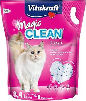 Vitakraft Magic Clean Classic, Katzenstreu nicht klumpend, aus Mineralkügelchen, Bakterienhemmend, besonders staubarm, reicht für 8 Wochen (1x 8, 4l)