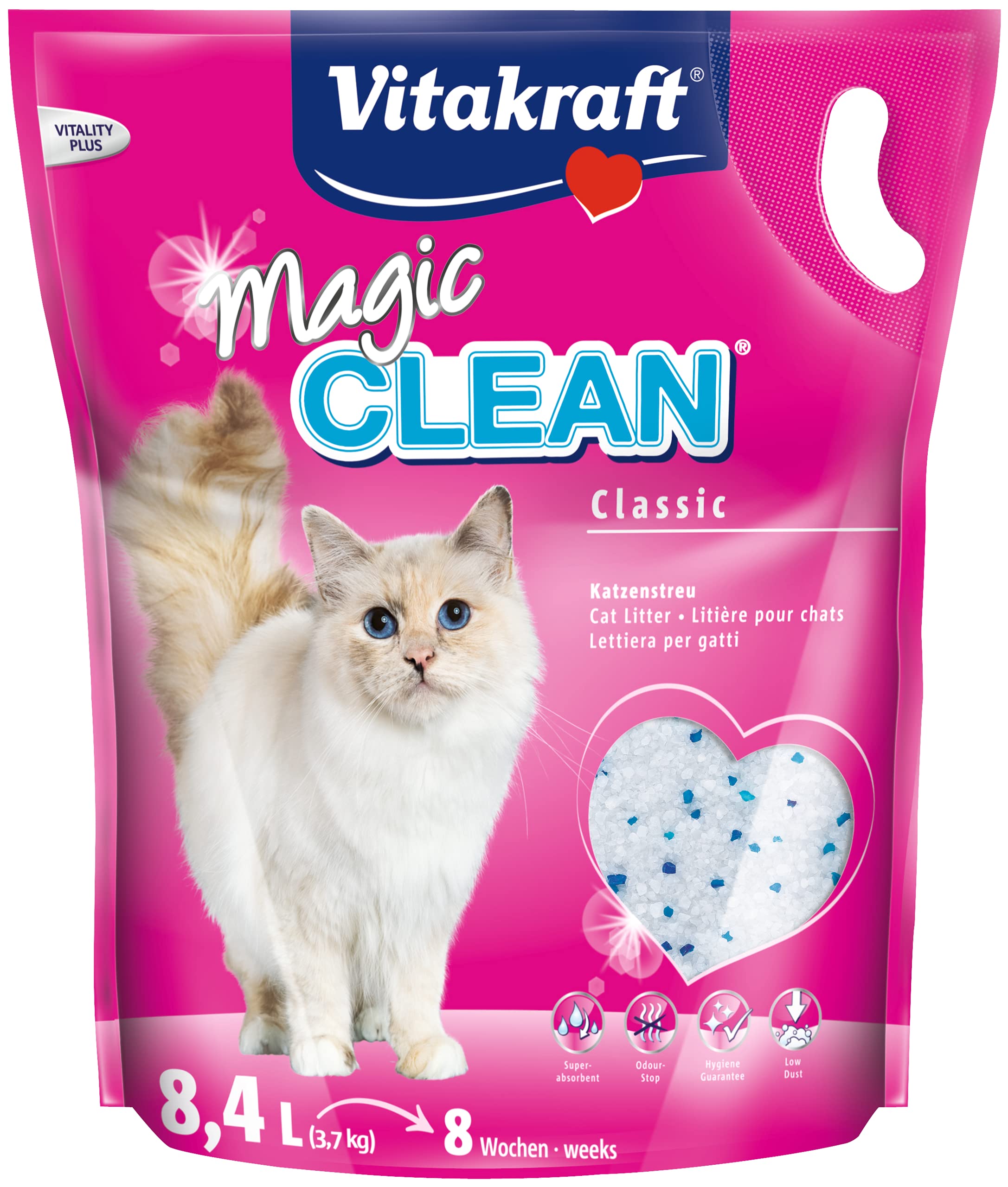Vitakraft - Magic Clean, Perlas de Gel de Sílice Súper Absorbentes - 8,4 L / 3,7 kg