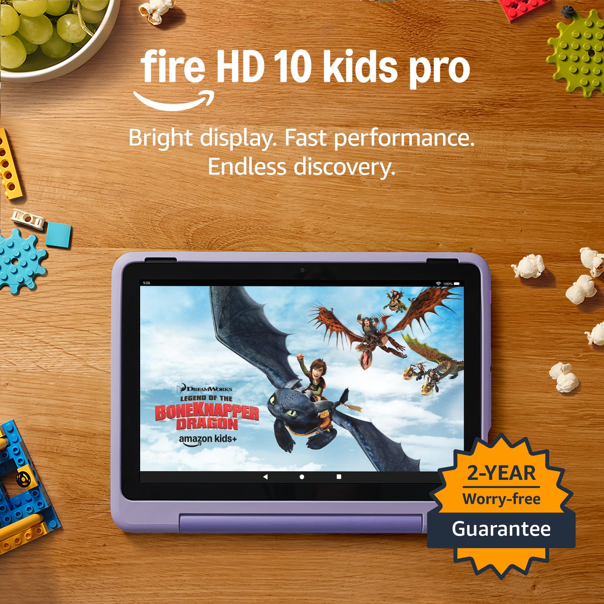 Fire HD 10 Kids Pro tablet (newest gen)| ages 6–12, long battery life, includes ads-free books, games, apps and videos that children love, 10.1" brilliant screen, parental controls, 32GB