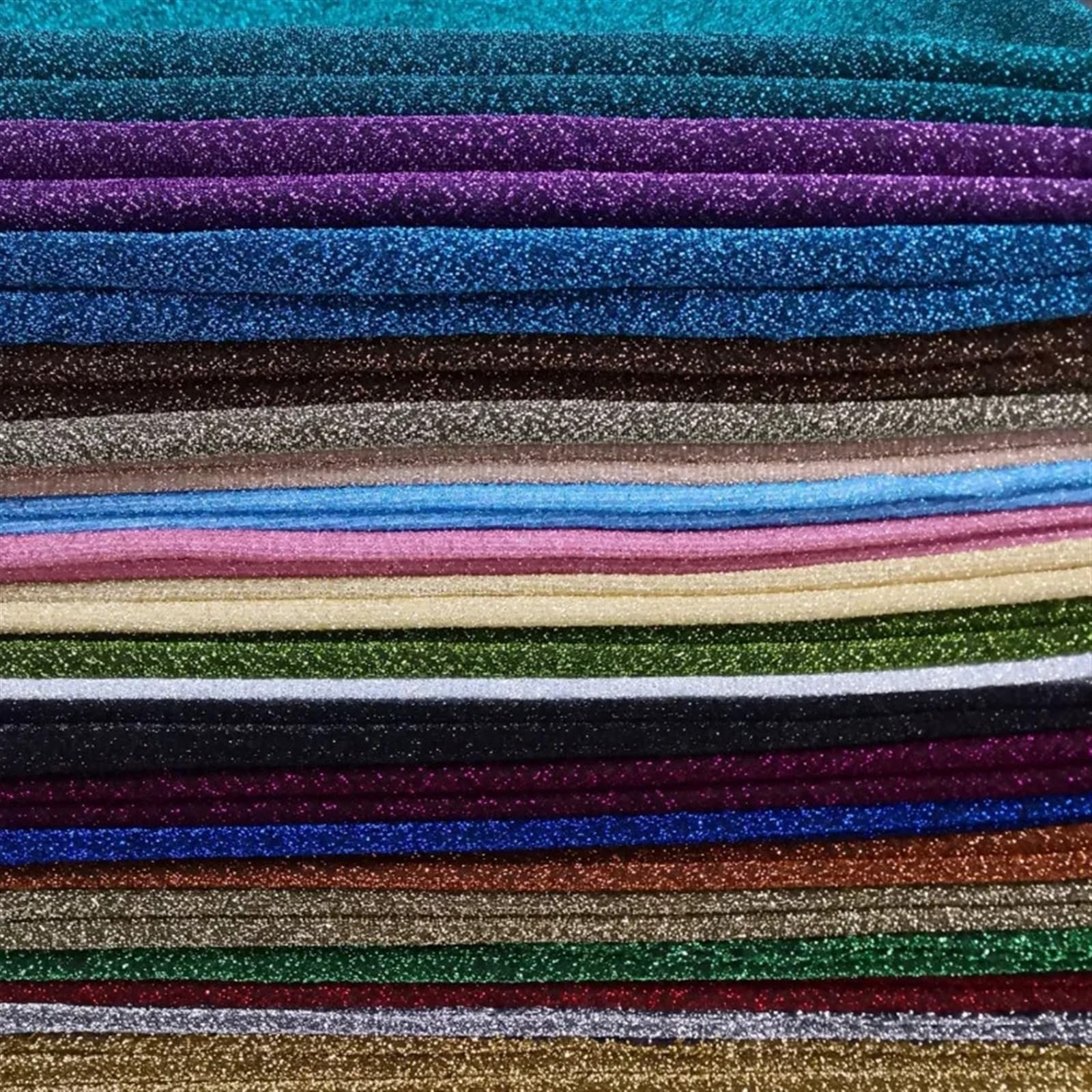 Tejido elástico de punto con estrellas y purpurina moda, multicolor, 100 cm x 150(8)