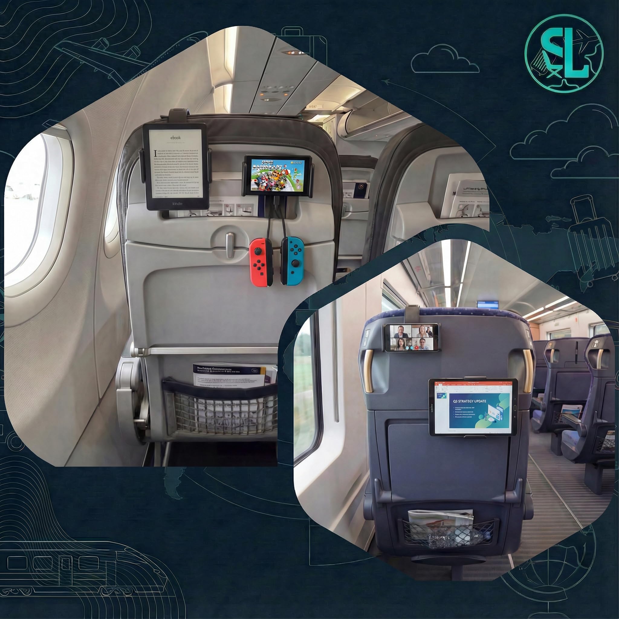 Holdyssey Supporto da viaggio flessibile per smartphone tablet e-reader 5-18.5" girevole 360°