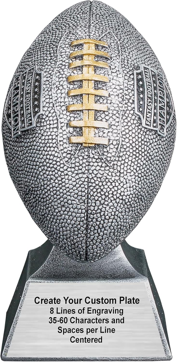 Decade Awards Fantasy Football Champion Trophy, Gold or Silver - Custom Engraved FFL Award - Fantasy League Champion Prize – Customize Now (6 or 12 Inch Tall)
