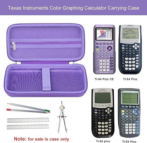 Vista 107 de Elonbo Funda de transporte para calculadora gráfica de color Texas Instruments TI-84 Plus CE/TI-84 Plus/TI-83 Plus/TI-83 Plus CE, bolsillo de malla