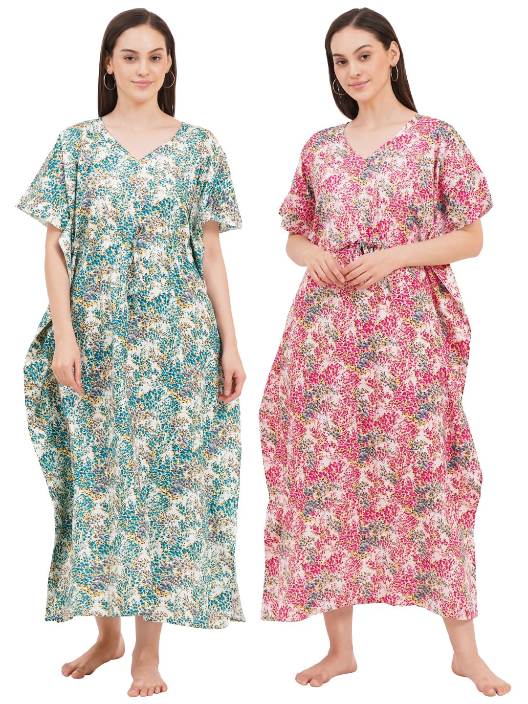 breezly Women's Pure Cotton Combo Kaftan Maxi Nightdress Nighty Multicolour-picture-34