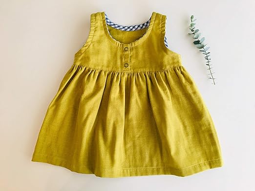 Amazon Co Jp Baby Ba Baベビーバーバ黄色ダブルガーゼのワンピース90ｃｍ日本製ベビー用品の専門店 服 ファッション小物