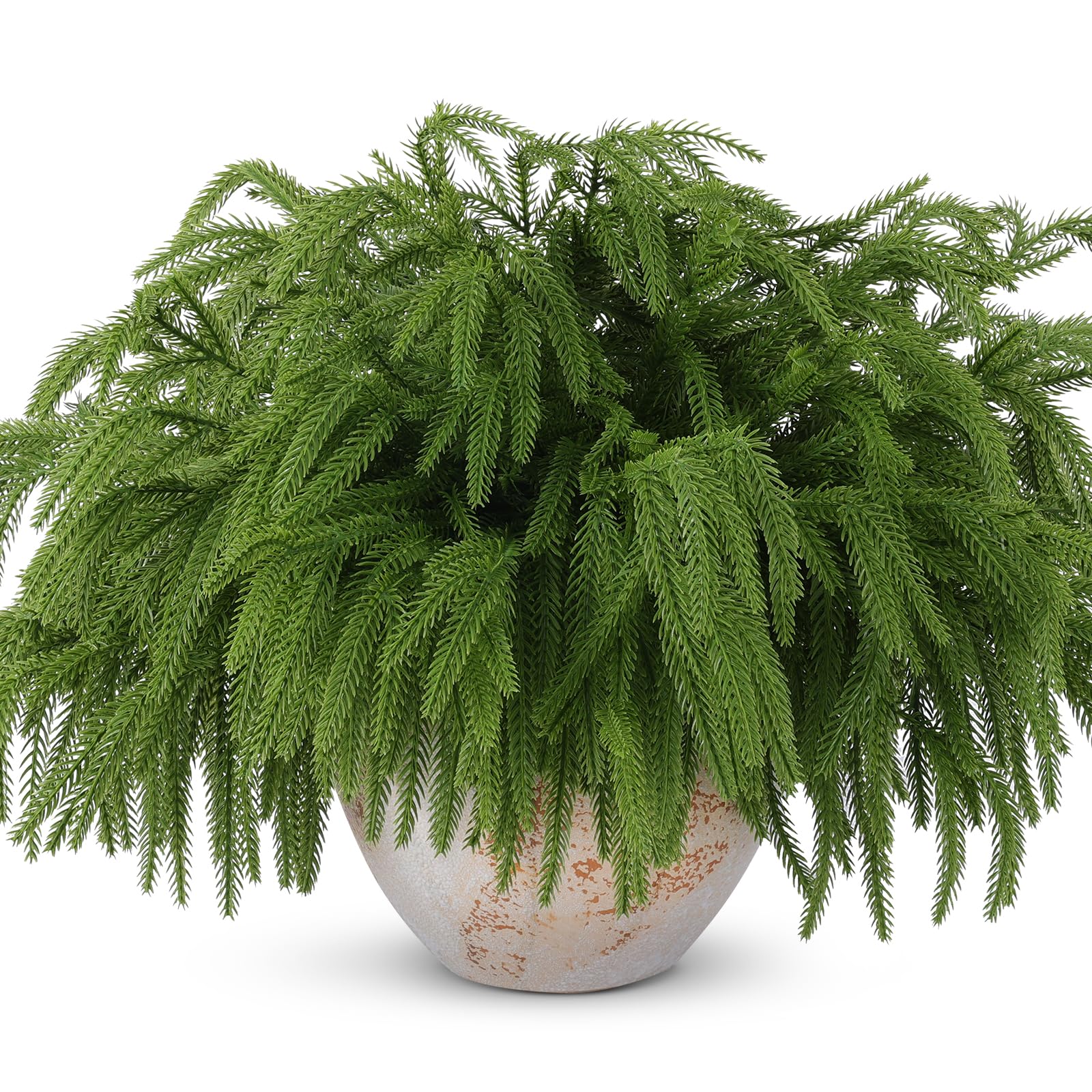 12 Pcs Artificial Norfolk Pine Branches, Norfolk Pine Artificial Pine Stems DIY Crafts Faux Christmas Greenary Norfolk Pine Branches for Xmas Wreath Garland Home Decor (12)