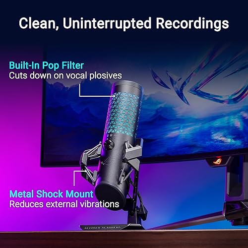 Miniatura 5 de ASUS ROG Carnyx - Micrófono USB para juegos (cápsula de condensador de 0.984 in, 192 kHz24 bits, cardioide, filtro de paso alto, filtro pop