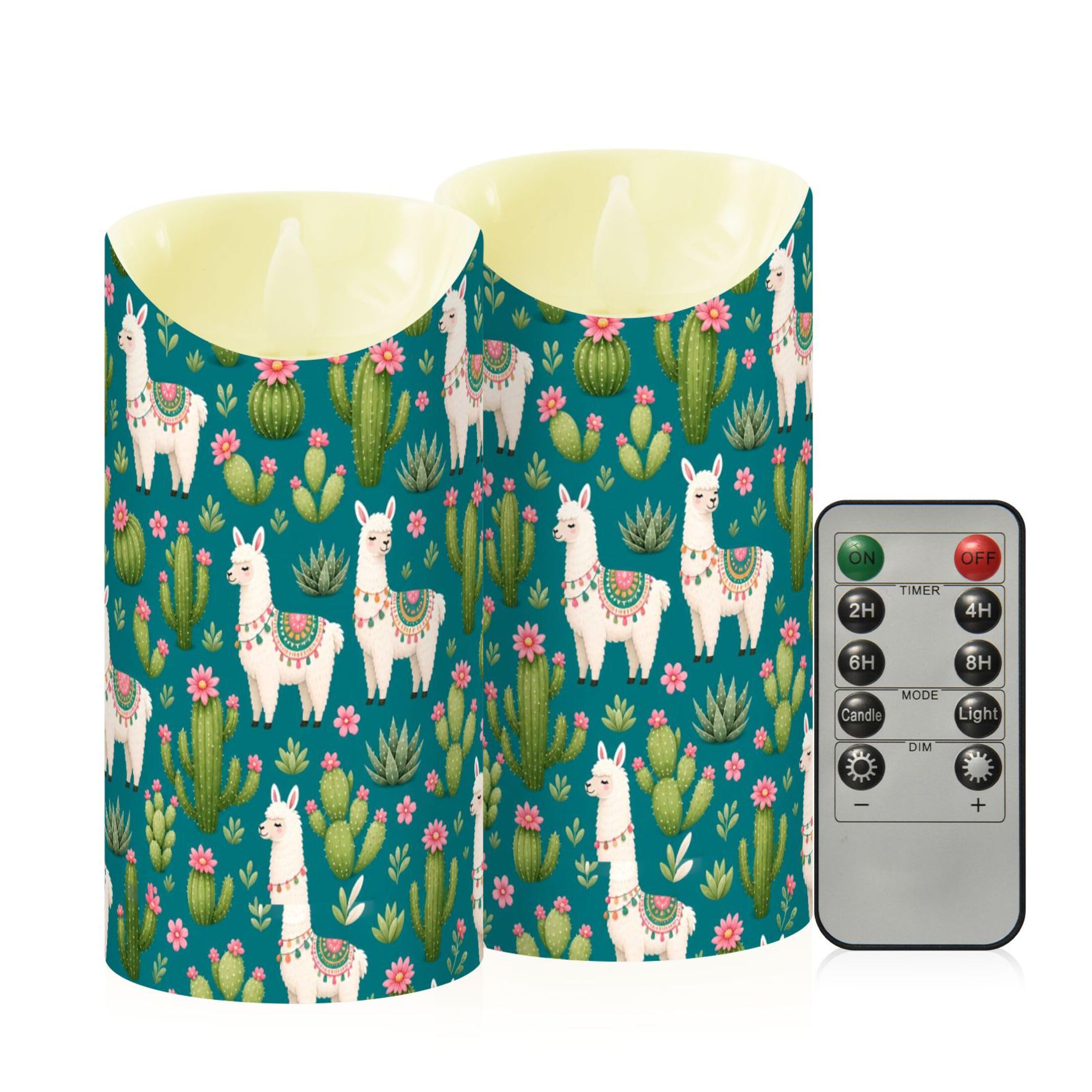 Fuauuyl Alpaca LED Flameless Candles Flickering Plastic Pillar Candles Battery Operated Votive Candle with Remote Control and Timer, Home Decoration 2 Pack