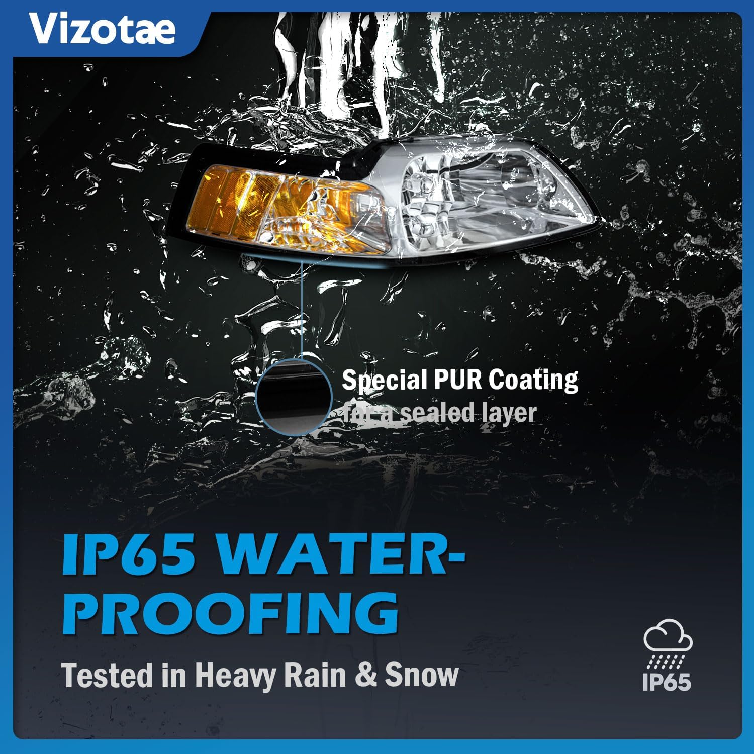 Headlights Assembly for 1999-2004 Ford Mustang Halogen Headlamp Replacement, High/Low Beam W/Bulbs, Driver & Passenger Side