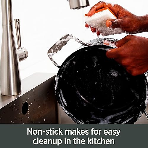 Miniatura 6 de All-Clad HA1 Olla antiadherente anodizada dura, olla múltiple con colador, 6 cuartos de galón, apta para horno, colador de 500 F, colador de pasta