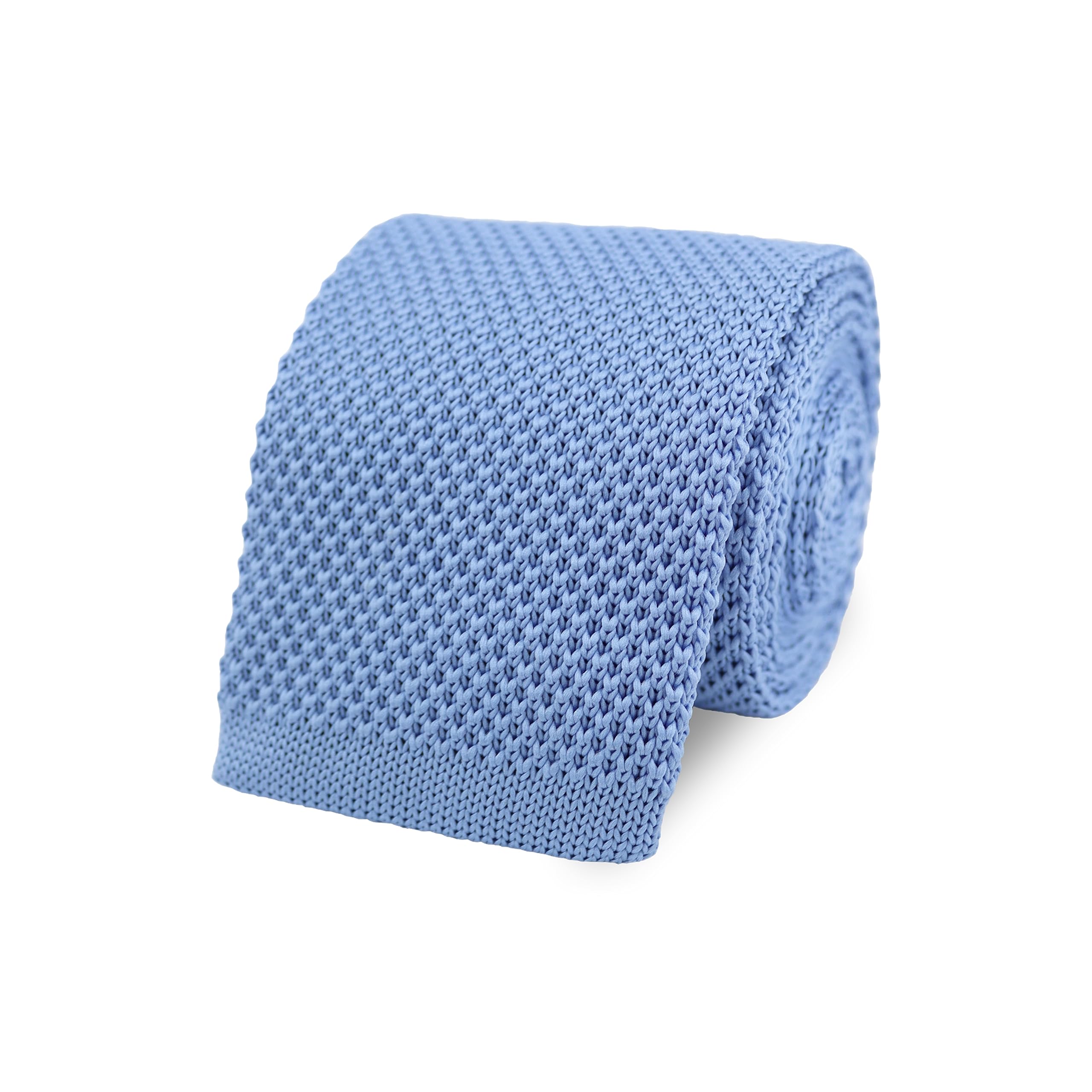 THE GENTS LAB 100% Polyester Square End Knitted Neck Tie (Light Blue)
