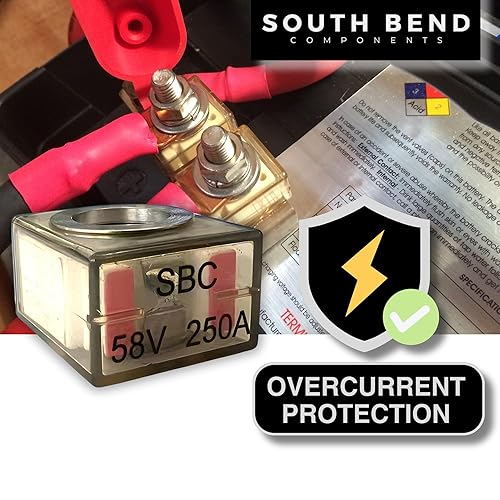 Miniatura 26 de South Bend Components Paquete combinado de fusible de batería de 250 A (MRBF) y bloque de terminales, 58 V CC máximo, IP66, protección contra