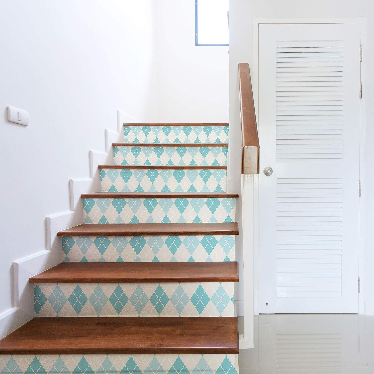 Walls By Me Peel and Stick Blue and Tan Geometric Removable Wallpaper 71 2-2ft x 4ft (61x122cm)
