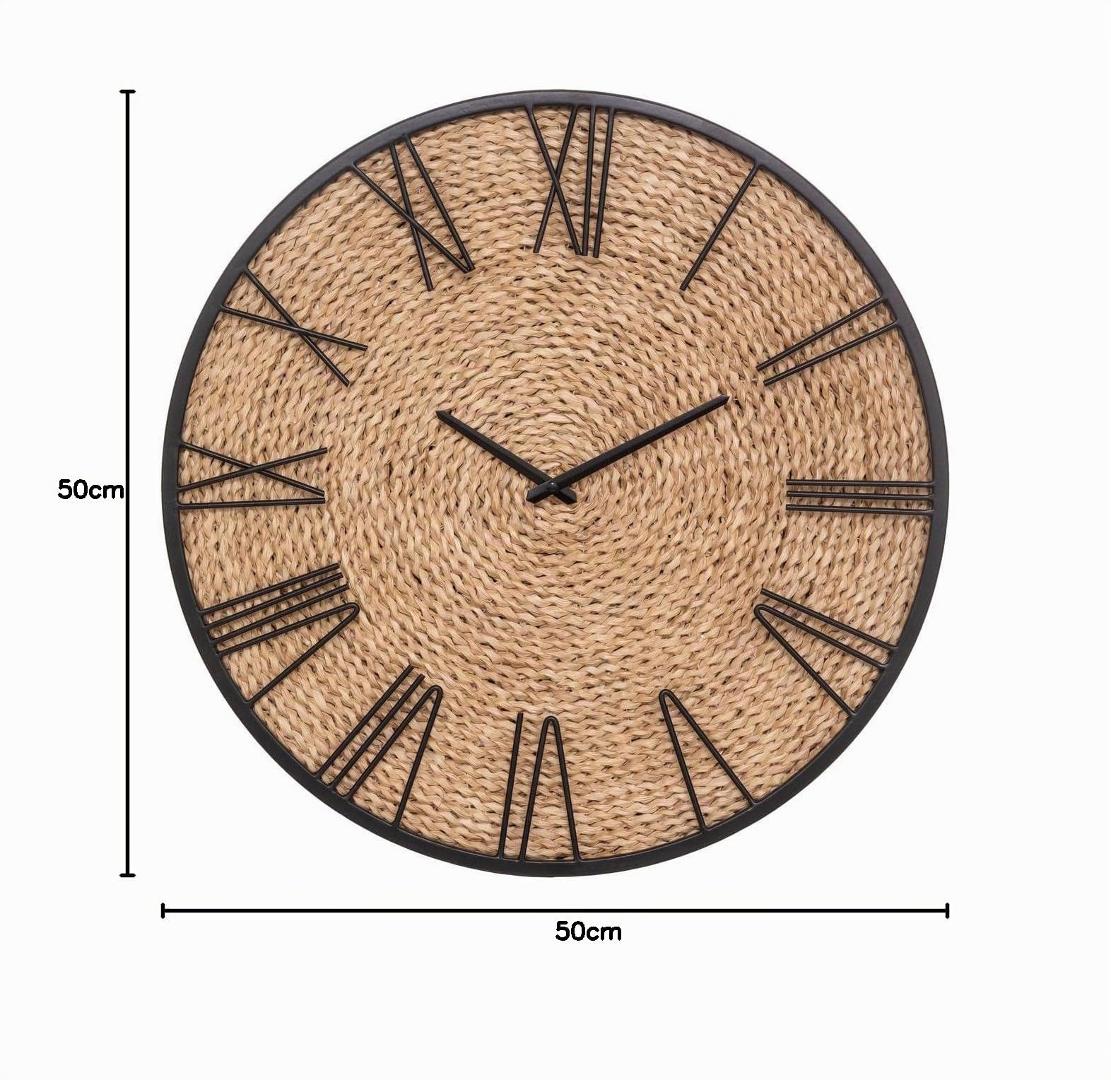 Atmosphera Nico Uhr, Metall und Strohhalm, Durchmesser 50 cm