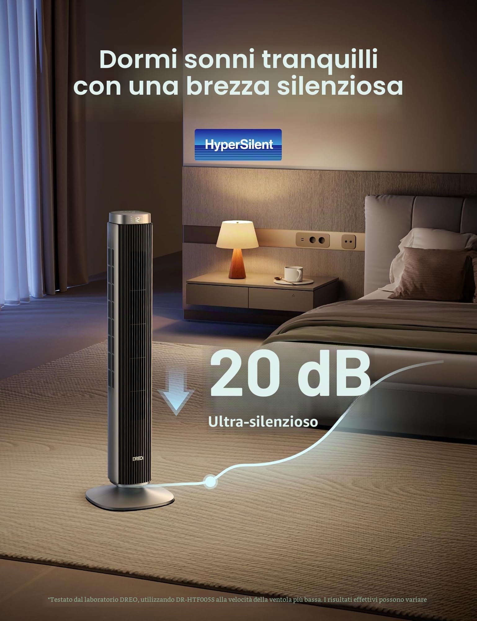Dreo Fan Pilot Pro Tower con telecomando, 25 DB Quiet DC Portable Bladeless Fan an, 90°, timer 12H, 9 velocità, 4 modalità, display LED con controllo touch, fan del pavimento per Bedroom Home Office