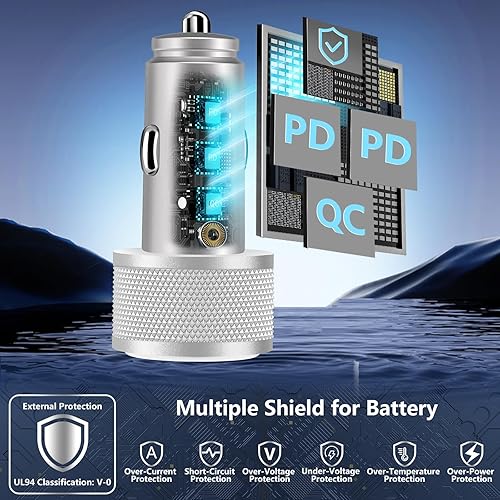 Miniatura 6 de Apple MFi Certified iPhone 17 Car Charger, KYOHAYA 3-Port 67W PDQC Power Adapter USB-C Fast Car Charging Cigarette Lighter with Type-C Cable for