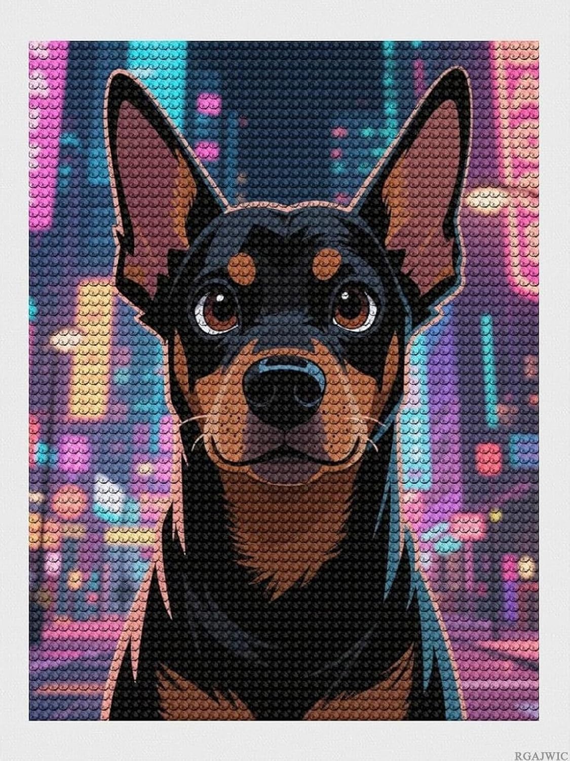 RGAJWIC 5D Diamond Painting Kits for Adults, Miniature Pinscher DIY Full Round Drill Diamond Art with Complete Tools, Beginner Friendly Craft for Stress Relief, Home Wall Decor and Gift Idea 12"x16"