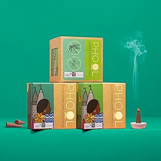 Phool - Mosquito Repellent dhoop| Pack of 2 (80 Organic Dhoop Cones | 2 Fragrances- Citronella & Eucalyptus)+1 Free Ceramic Holder |Handrolled |Sulphur & Charcoal Free | 100% Organic (500 GMS) Price in India