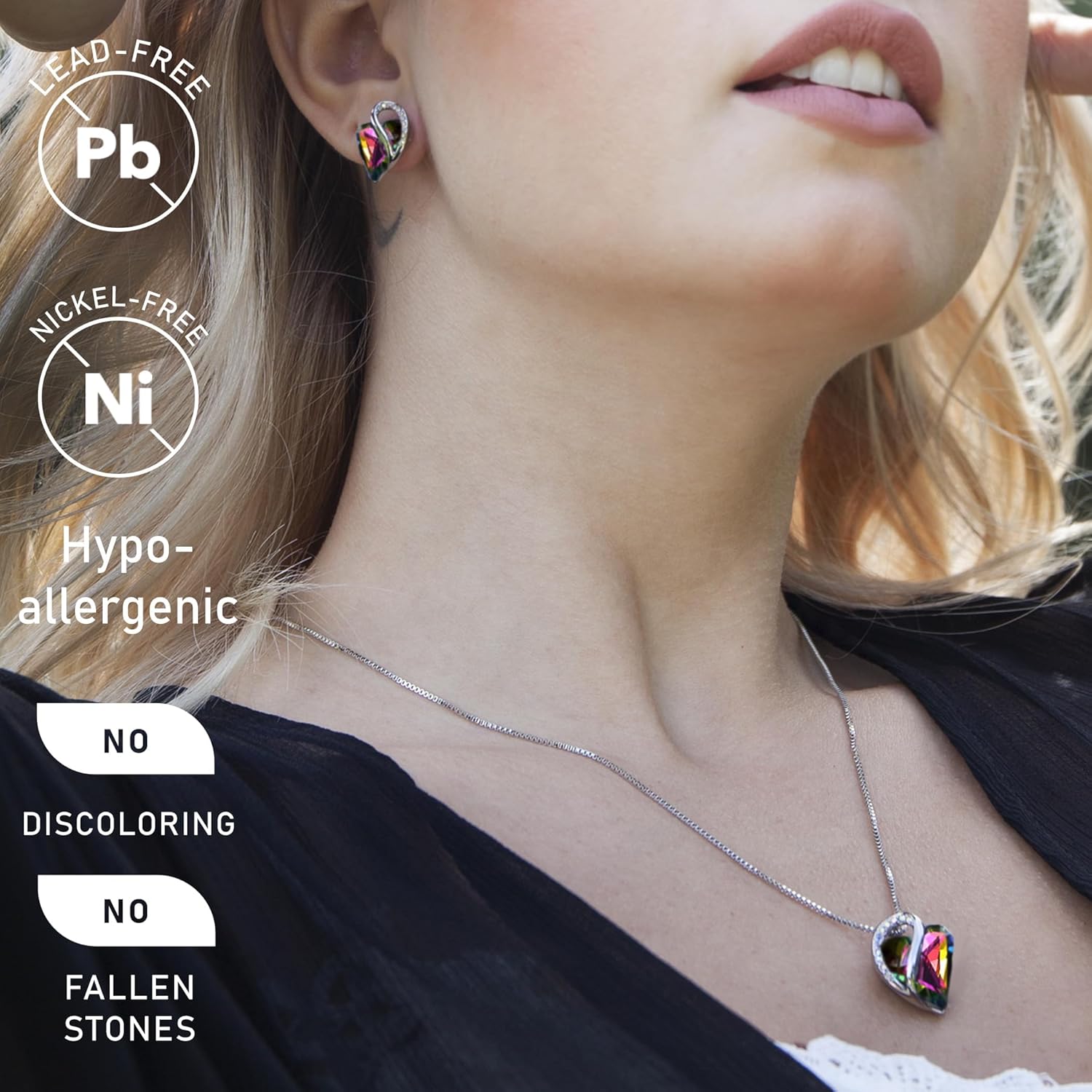 Leafael Gift Necklaces for Women, Infinity Love Birthstone Heart Crystal Pendant, Birthday Anniversary Jewelry for Wife, Mom, and Her, Silver Plated, 18" + 2" Adjustable Chain - Image 2