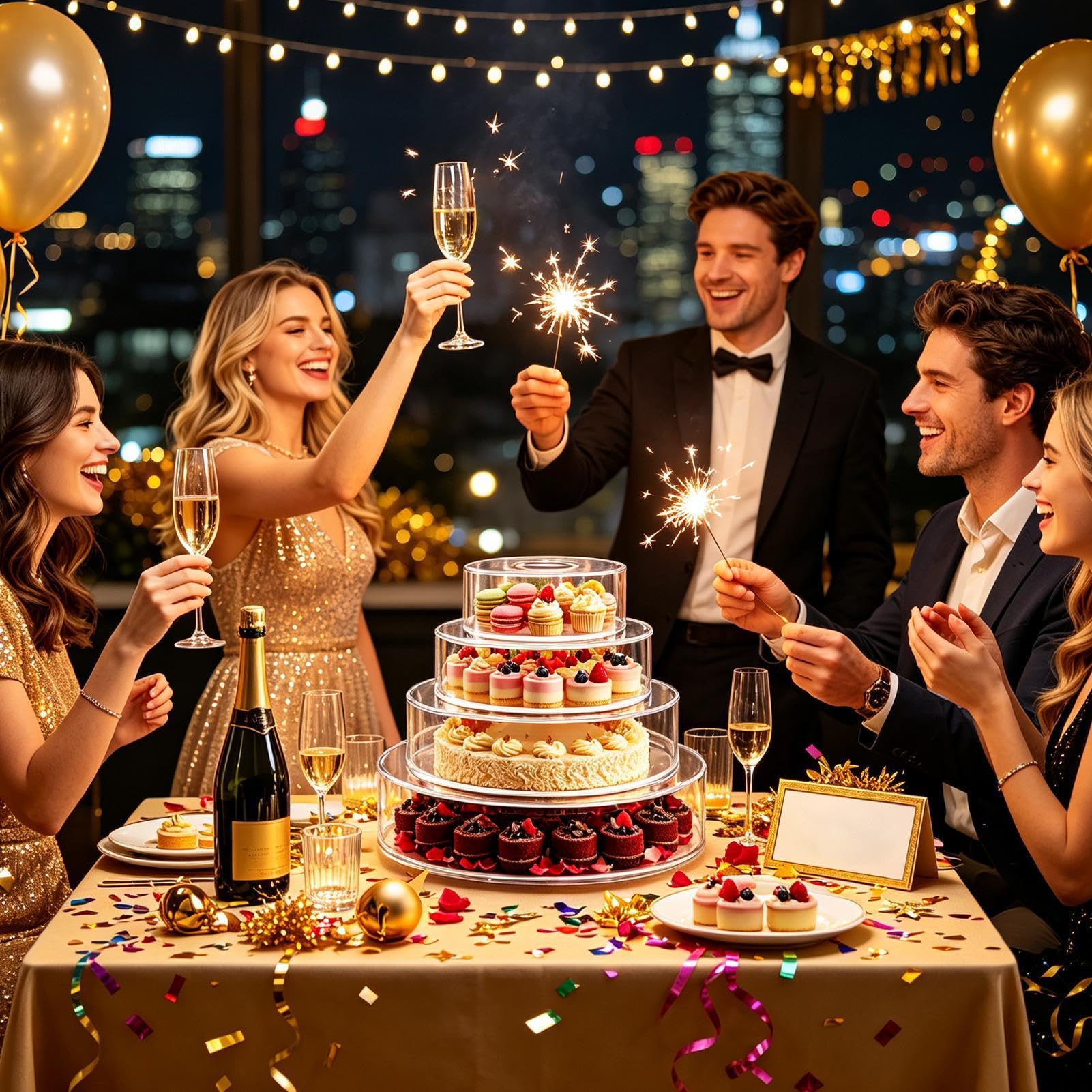 Supporto per Torta per Festa 4 Pezzi Riusabili Trasparente Acrilico