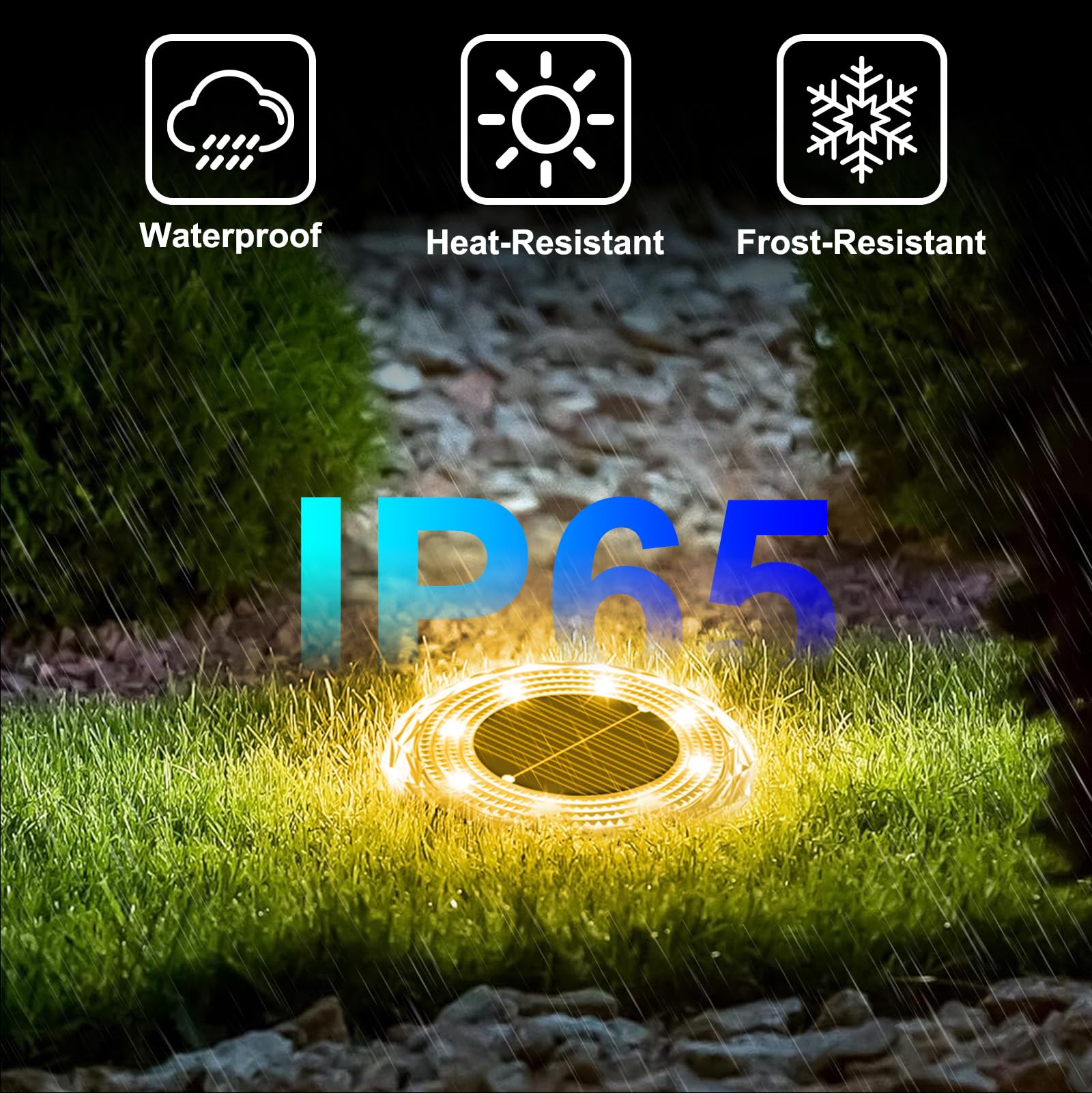 12 Luci Solari da Pavimento per Esterni, Luci Solari per Esterni da Giardino Ip65 Impermeabili, 8 LED Perle di Luce, per Vialetti, Cortili, Patii, Sentieri (Luce calda)