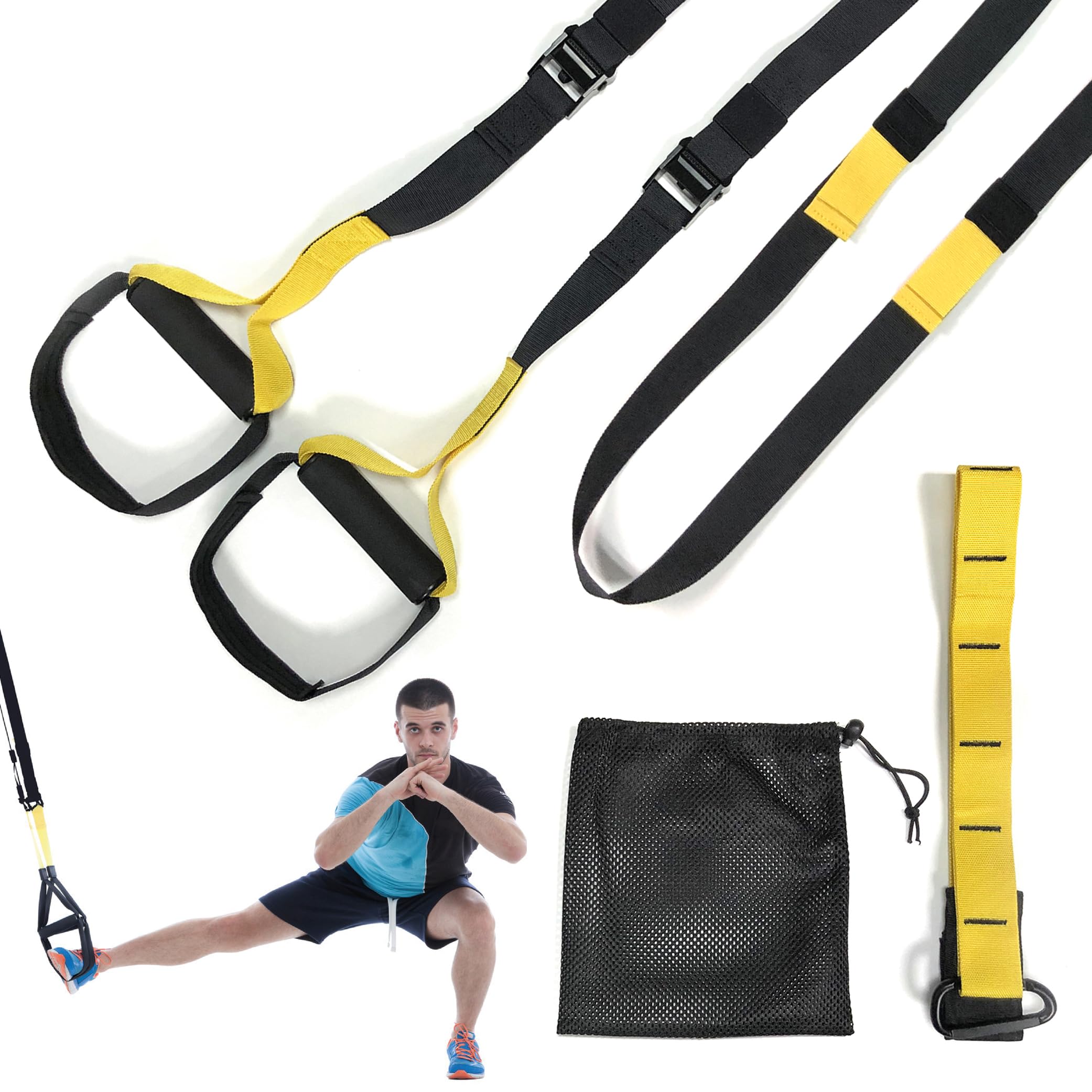Jowy. Entrenamiento en Suspension Trainer o Training con Correas Ajustables de Carga hasta 500kg. Ideal para Ejercicios y Entrenamientos de Musculación.