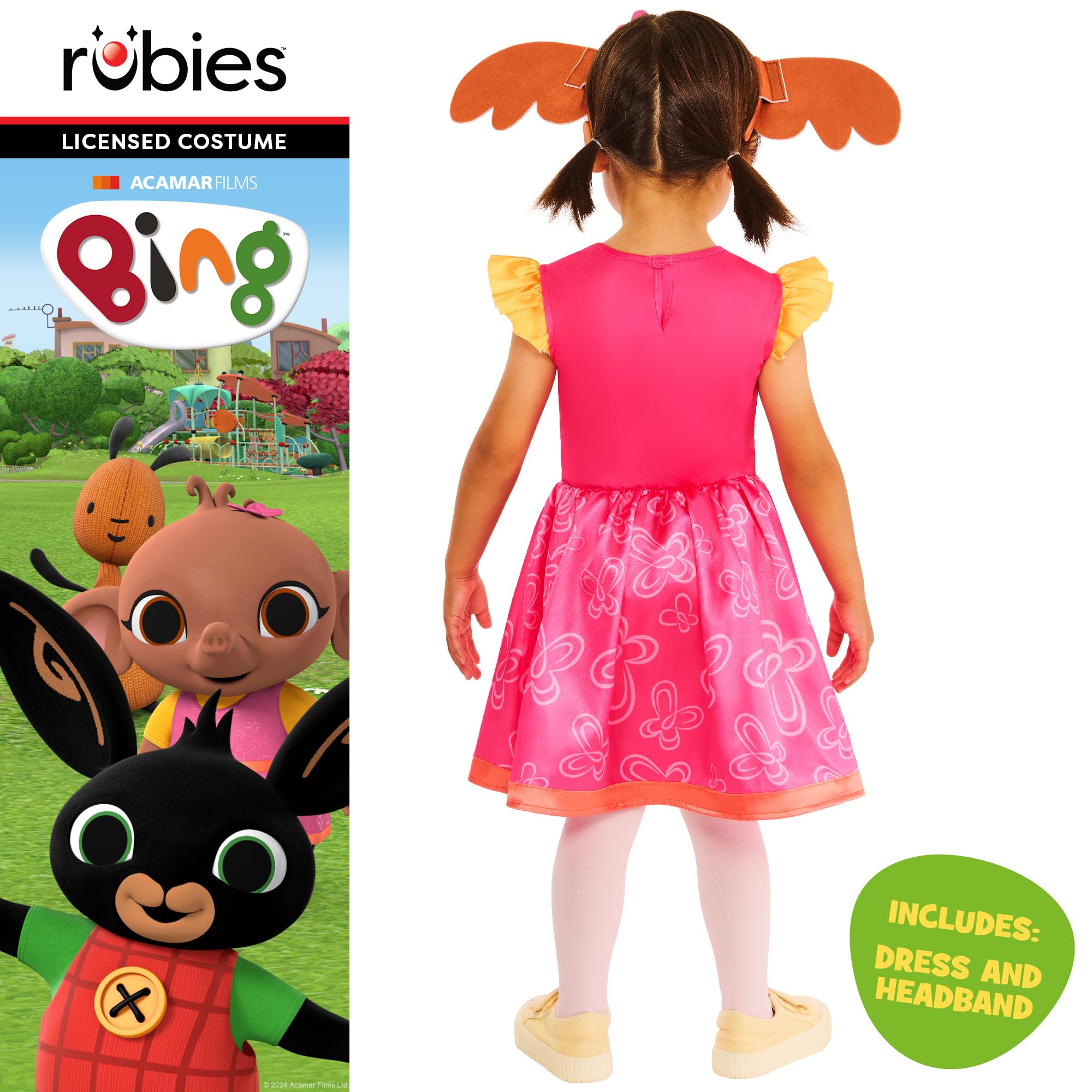 Rubies Official Bing Sula Child Costume, Kids Fancy Dress, Size Ages 2-3 Years Halloween, Pink - Image 2