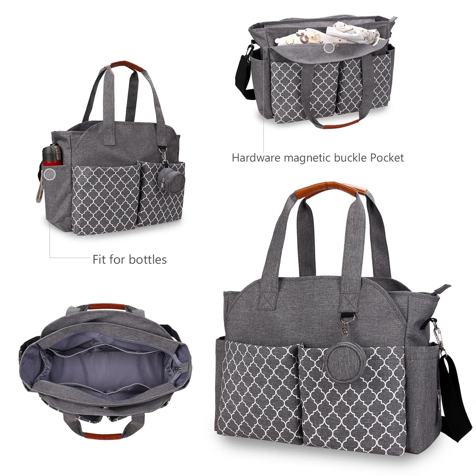 Wickeltasche Kinderwagen Tragbare Schulter-Mama-Tasche, bedruckt, geometrisch, Schnullertasche, Reisen, Outdoor, wasserdicht, Mutter, Nass- und Trockentrennung, Wickeltasche, Kinder-Kinderwagen-Tasche
