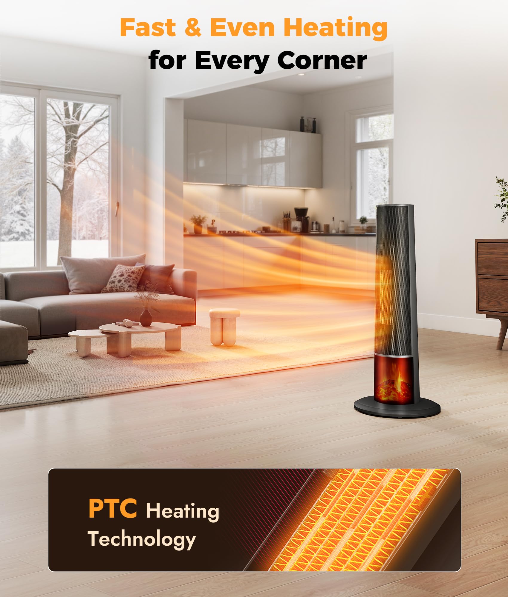 OYLUS Tower Heater - 3D Flame & Remote Control -5 OYLUS Tower Heater - 3D Flame & Remote Control -5