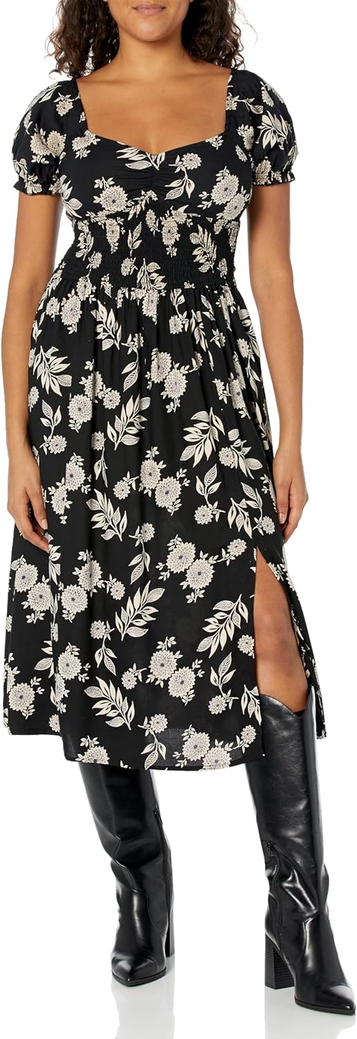 Angie Women's Women's Short Sleeve Floral Dress with Slit