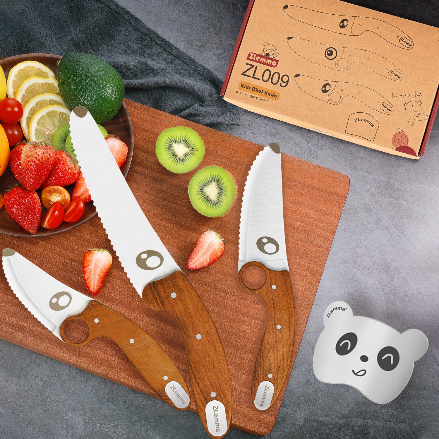 Juego de cuchillos de cocina para niños, juego de cocina seguro para niños, 3 cuchillos de plástico coloridos