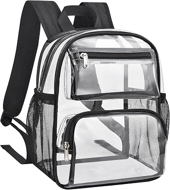 MAY TREE Small Clear Backpack Stadium Approved for Women and Men,Clear Stadium Bag for Concert, Work, Travel & Sporting