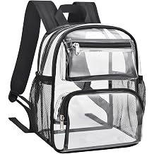 MAY TREE Small Clear Backpack Stadium Approved for Women and Men,Clear Stadium Bag for Concert, Work, Travel & Sporting
