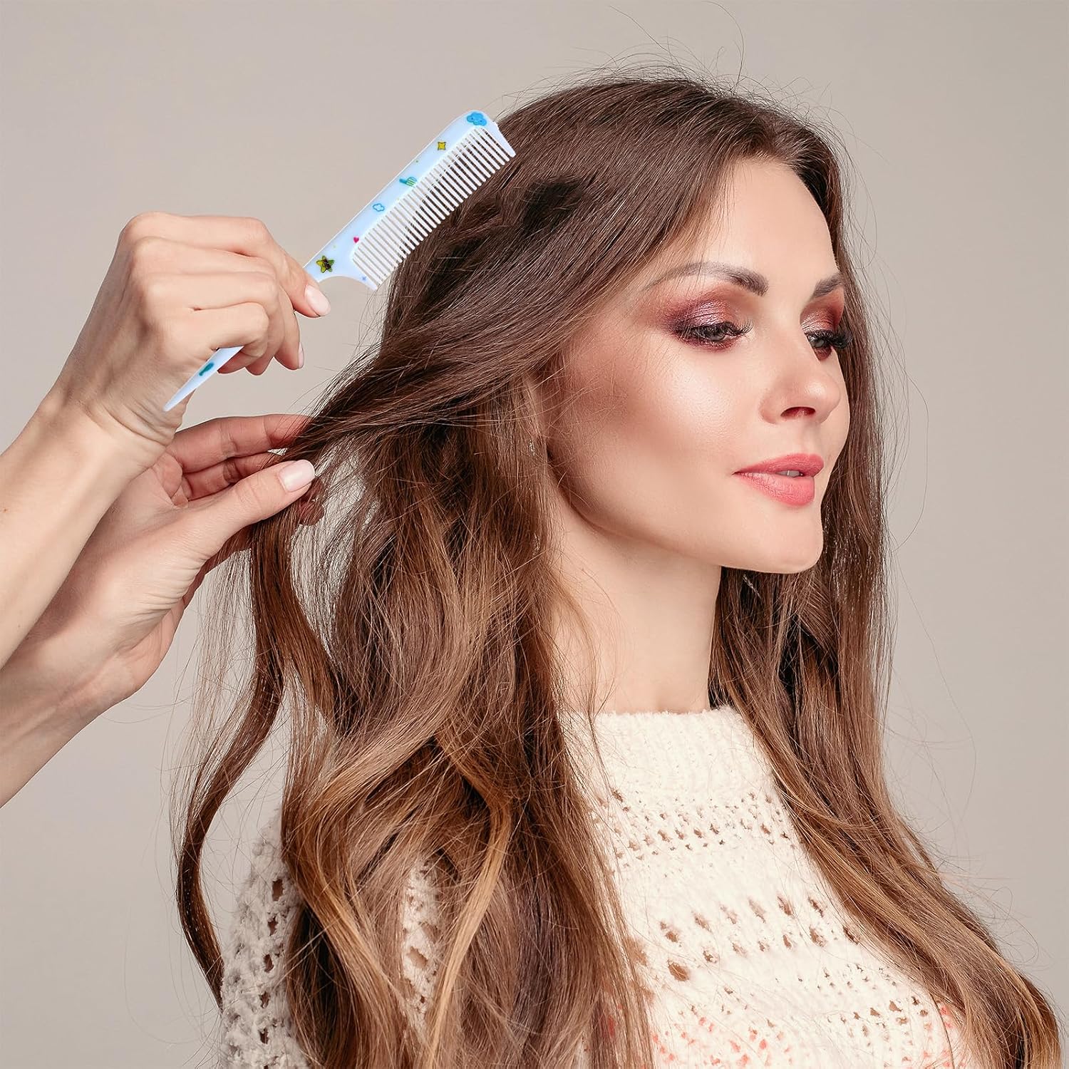 Cute Hair Comb Set, 2 Pcs Mini Combs for Women Fine Tooth Rat Tail Combs Portable Detangling Hair Comb for Women Girls All Hair Types Long Short Wet Dry Curly Straight Hair (Blue Dinosaur)