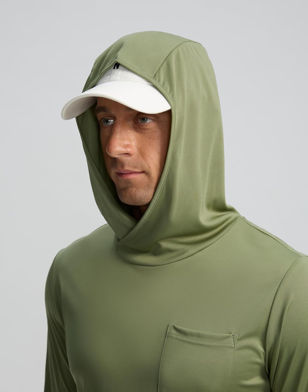 Men's Sun Protection Shirts UPF 50+ Long Sleeve Hoodie with 2 Pockets UV SPF Fishing Hiking Rash Guard Shirts - Image 2