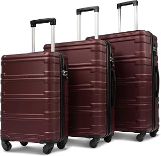 Luggage Sets Red Expandable with TSA Lock Hard Shell Luggage Sets Lightweight Spinner Travel Suitcase (Mahogany)