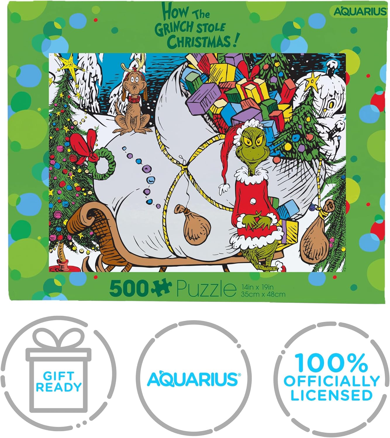 Aquarius Grinch Puzzle (500 Piece Jigsaw Puzzle) - Glare Free - Precision Fit - Virtually No Puzzle Dust - Officially Licensed Grinch Collectibles - 14x19 Inches