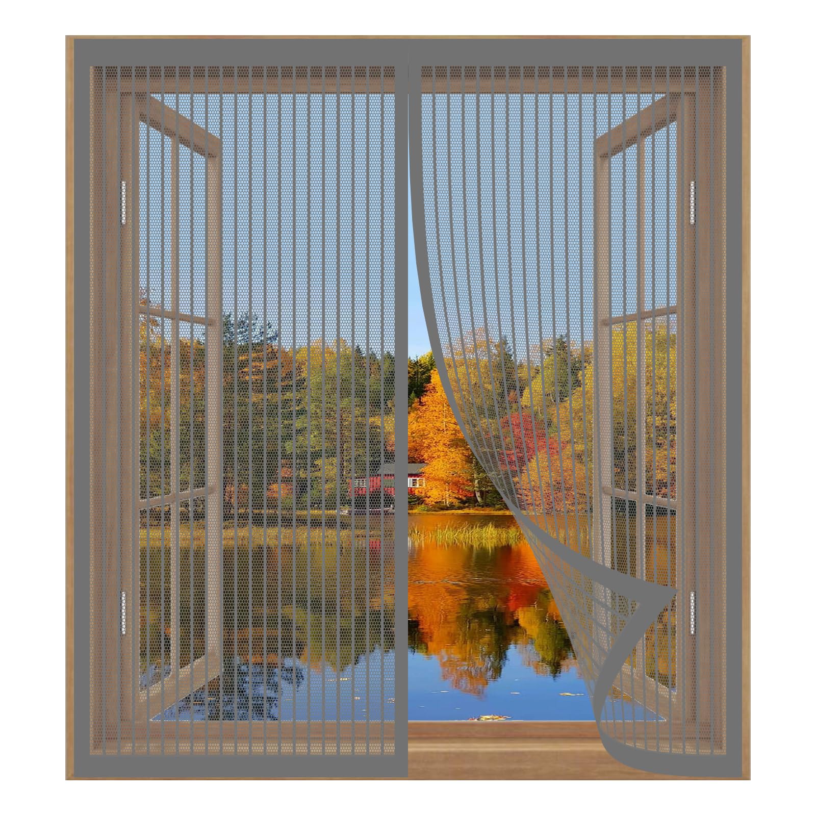 Yuanwan Grey Fly Screens For Window Nets 93 X 109 Cm Easy Installation No Drilling Or Screwing Heavy Duty Door Screen For Windows Nets To Keep Bugs Out,