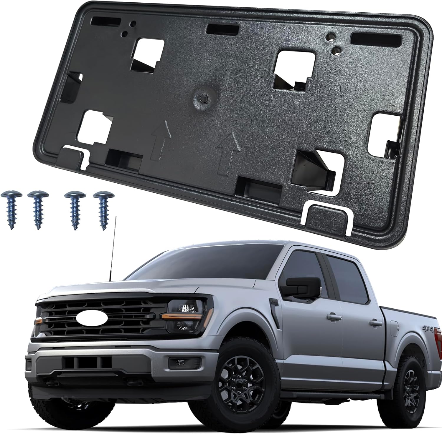 Front Bumper License Plate Frame Bracket Holder Fits for 2024 2025 Ford F-150 2.7L 3.5L Replace RL3Z-17A385-BA