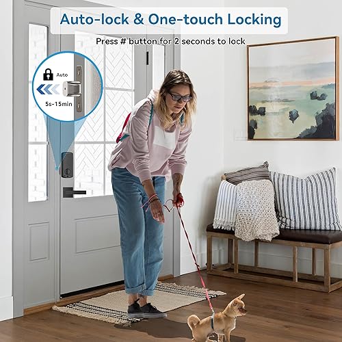 Miniatura 5 de Harfo Cerradura de puerta inteligente de huellas dactilares para puerta delantera con juego de manija, control de aplicación, cerrojo de entrada sin