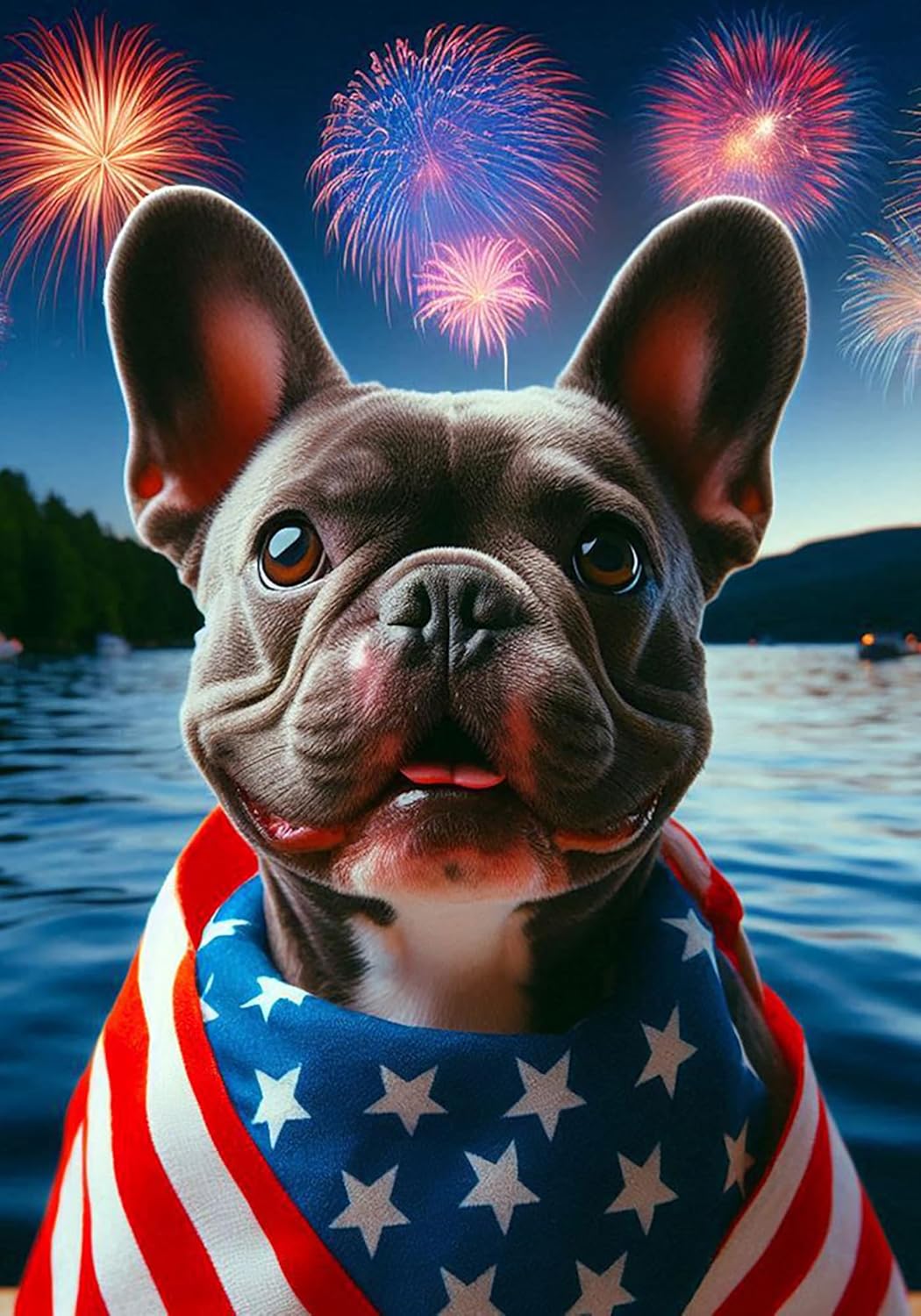 French Bulldog Black - Best of Breed DCR July 4 House Flag 28" x 40"
